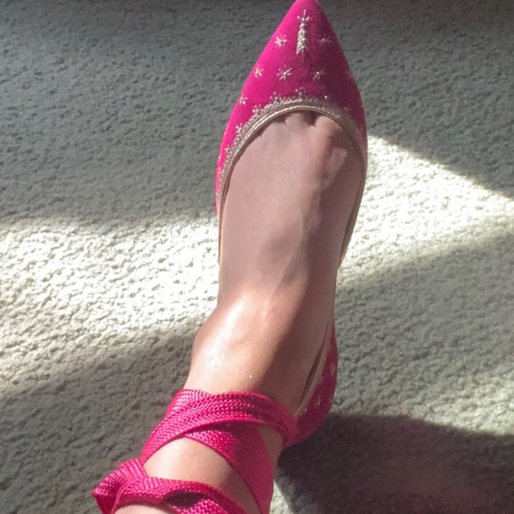 Aquazzura Pink Flats with Elegant Bow - Picture 5 of 8